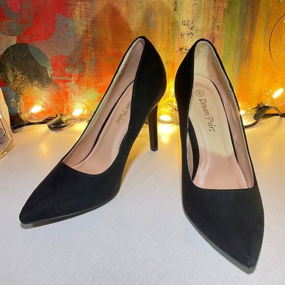 DREAM PAIRS Black Suede High Heel Pump,6 - Picture 1 of 10